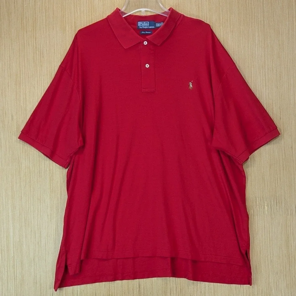 Polo Ralph Lauren Mens 3XB Big Red Pima Interlock Short Sleeve Polo Shirt Logo
